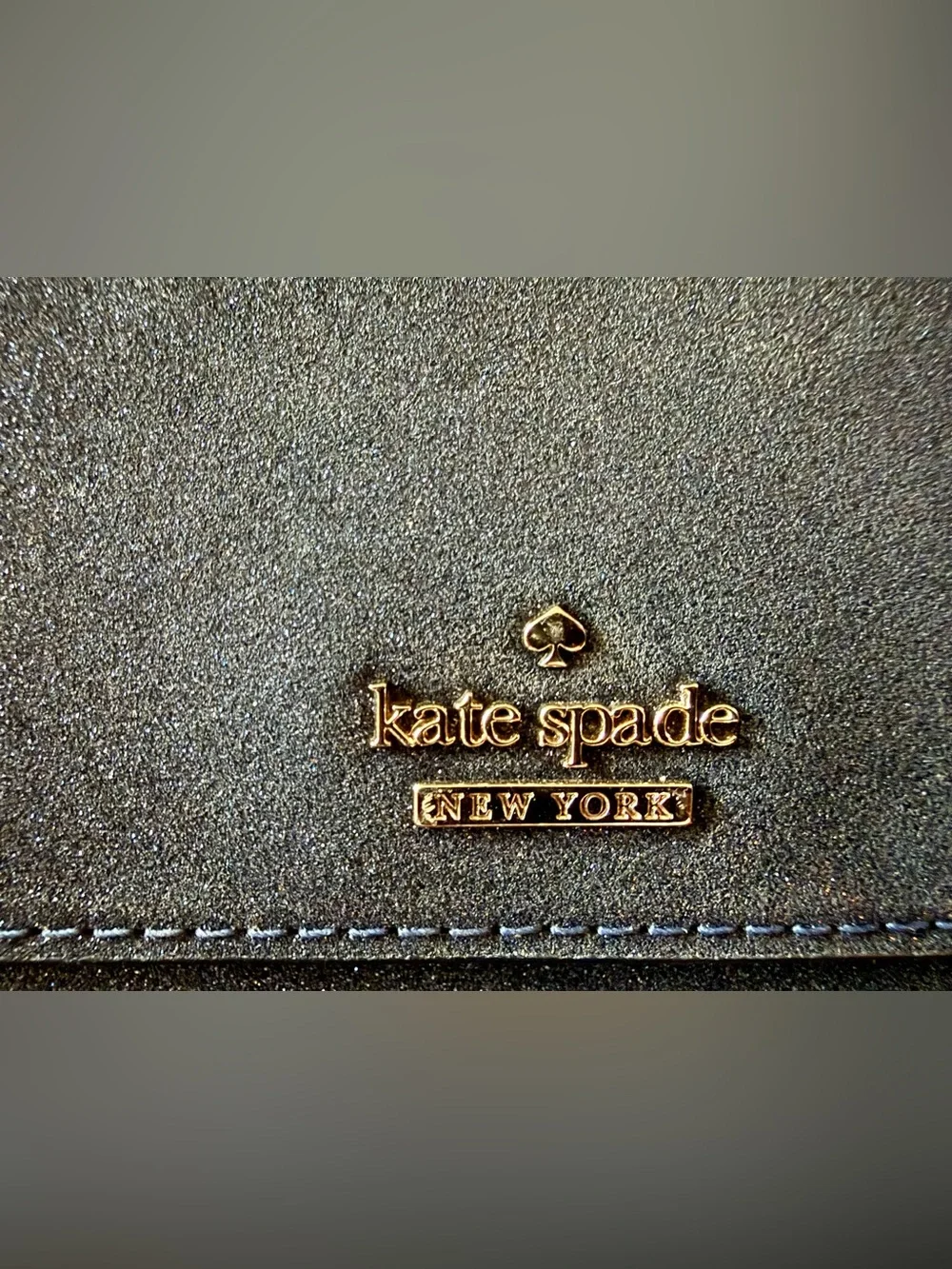 kate spade navy glitter flap clutch with gold chain